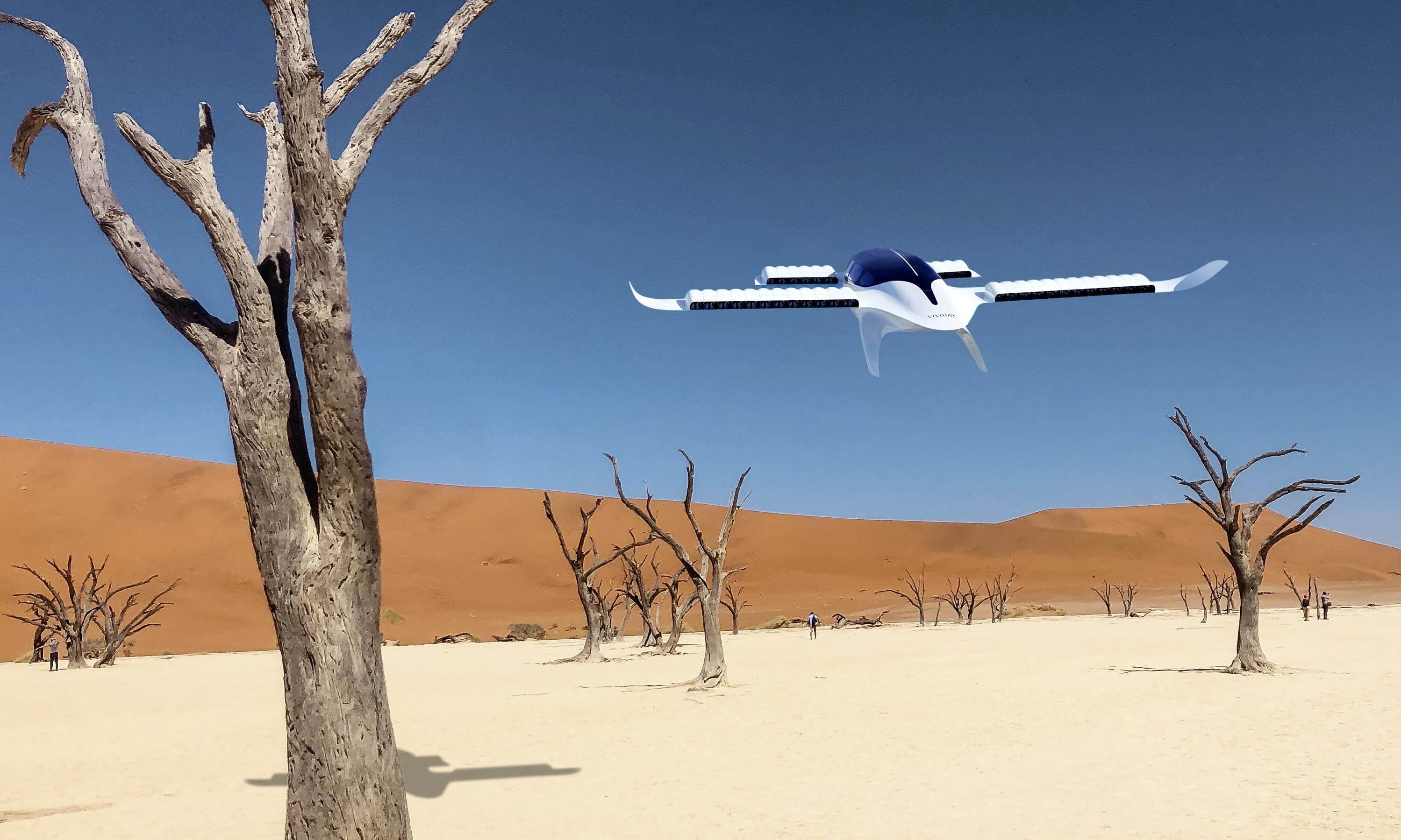 Air taxi from the manufacturer Lilium in the desert