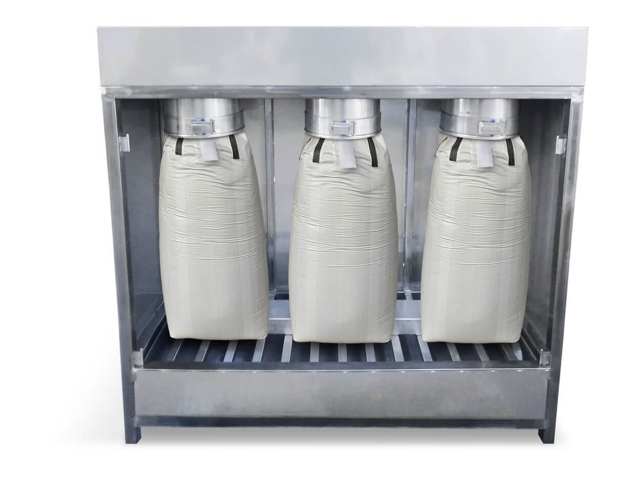 Tres bolsas filtrantes para la deshidratación de lodos