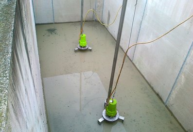 Two HBA submerged aerators in the aeration basin