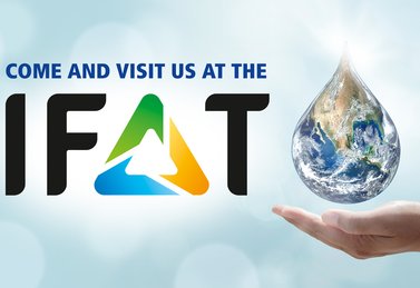 IFAT 2022 in Munich - Hand holding the water drop