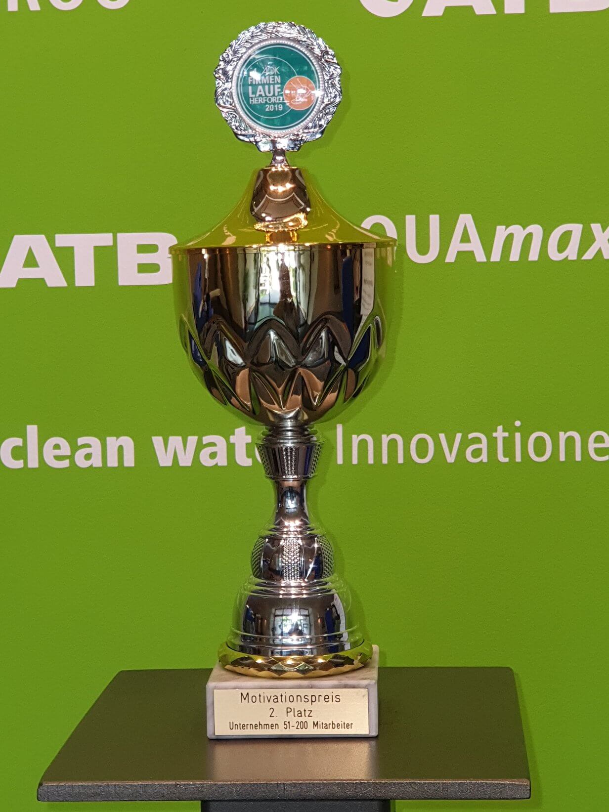 Photo of the trophy for participation in the company run