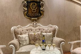Sitting area with champagne served by Cricova