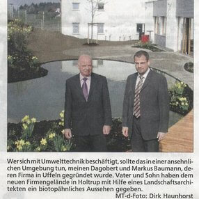 Newspaper article about new company building in Porta Westfalica 